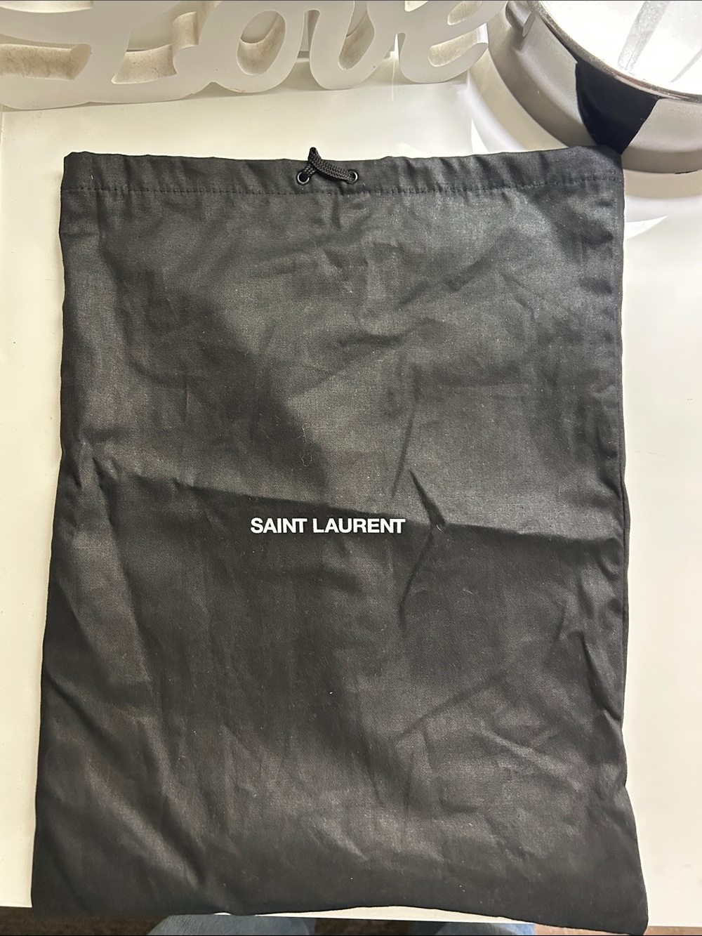 Yves Saint Laurent Black Dust Bag with White Logo